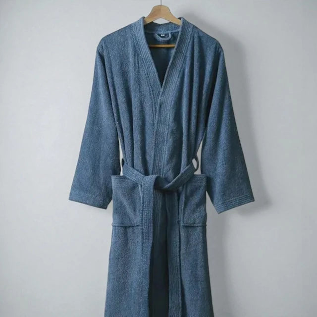 Robe de Chambre 100% Coton Unisexe – Bleu Foncé