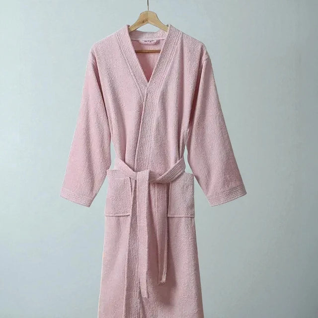 Robe de Chambre Femme 100 % Coton – Rose Poudré
