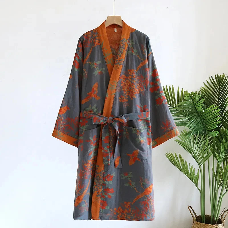 Robe de chambre femme coton – Style Kimono Japonais