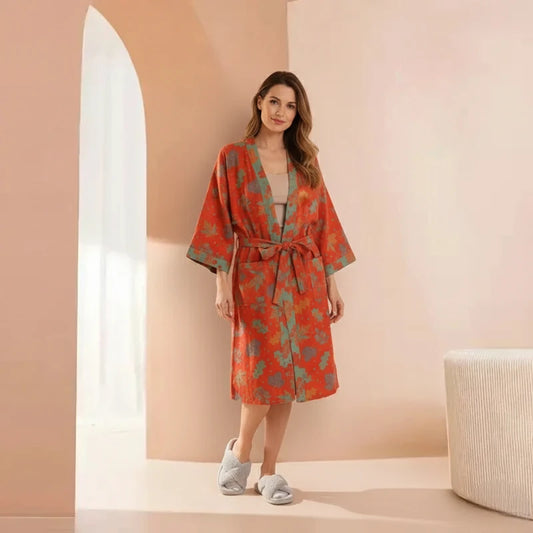 Robe de chambre femme coton – Style Kimono Japonais