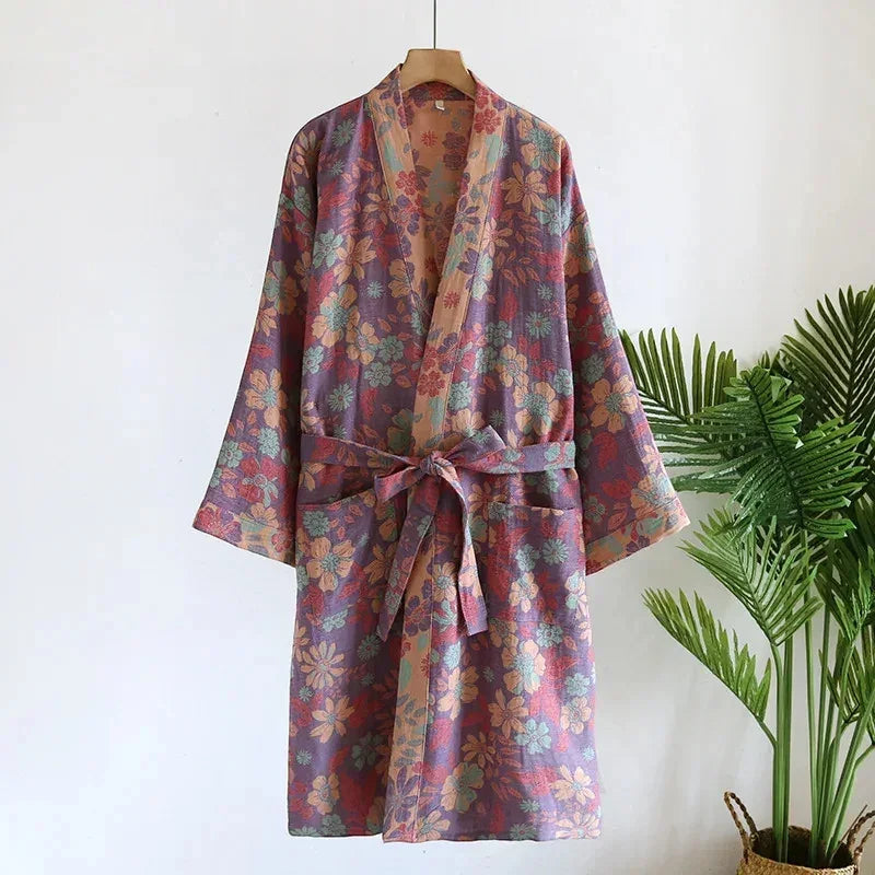 Robe de chambre femme coton – Style Kimono Japonais