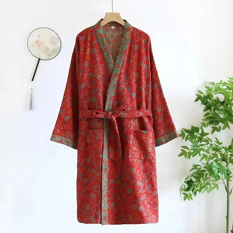 Robe de chambre femme coton – Style Kimono Japonais