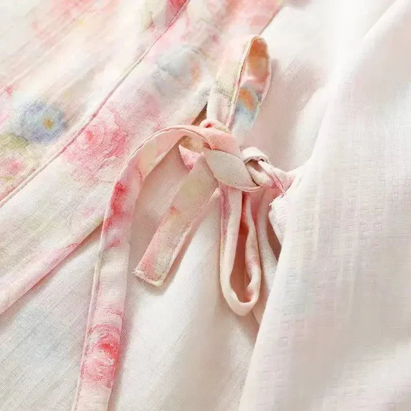 Robe de Chambre Femme Kimono - 100% Coton Fleurie