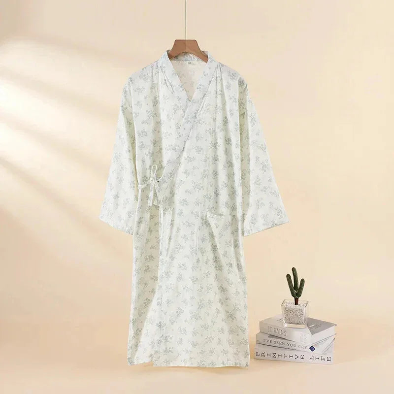 Robe de Chambre Femme Coton - Style Kimono Japonais Nature