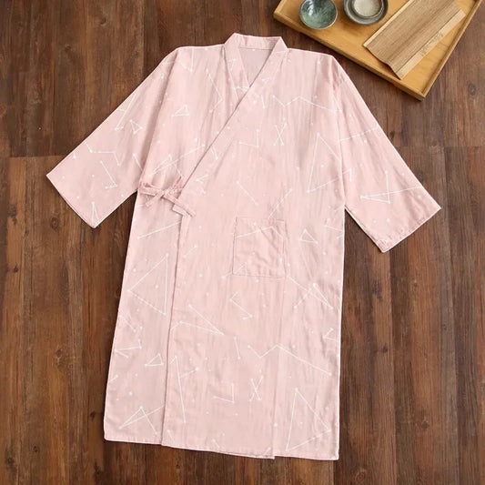 Robe de Chambre Femme Kimono Japonais - 100% Coton - Astral