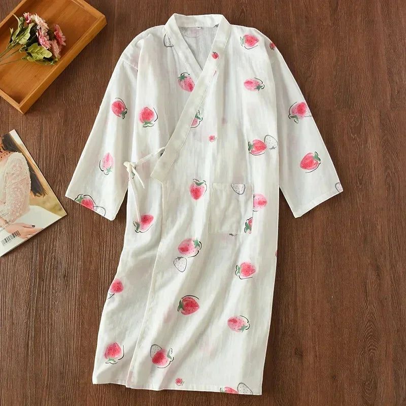 Robe de Chambre Femme Coton - Style Kimono Japonais Nature