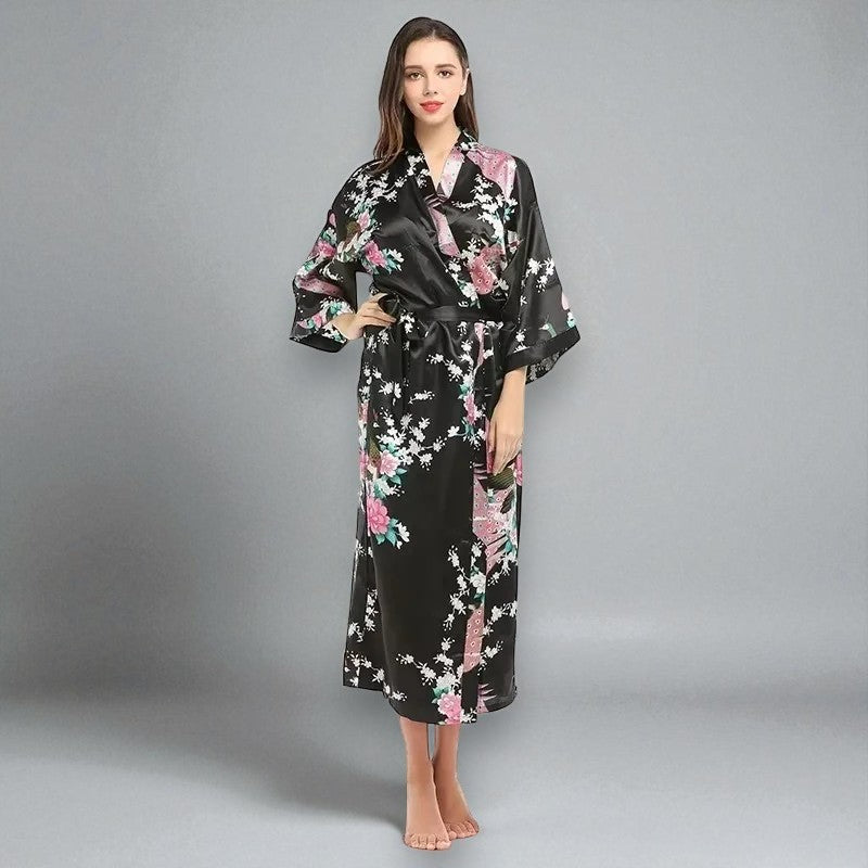 Robe de Chambre Femme Satin - Kimono Floral