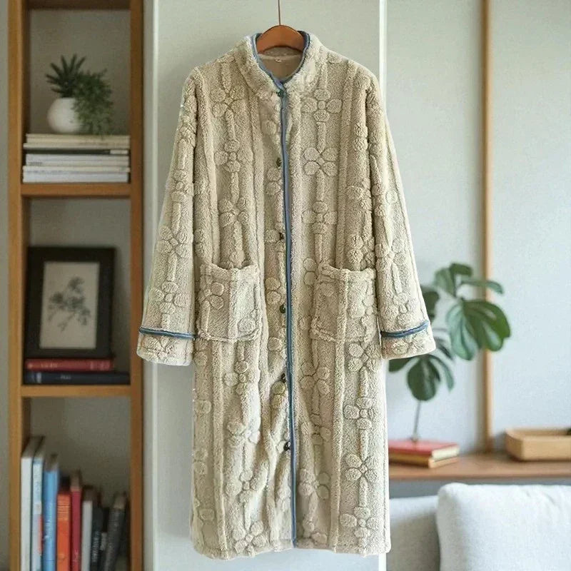 Robe de Chambre Polaire Femme- Boutonné