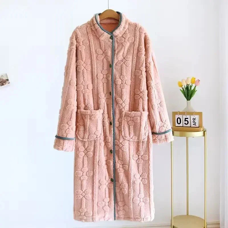 Robe de Chambre Polaire Femme- Boutonné