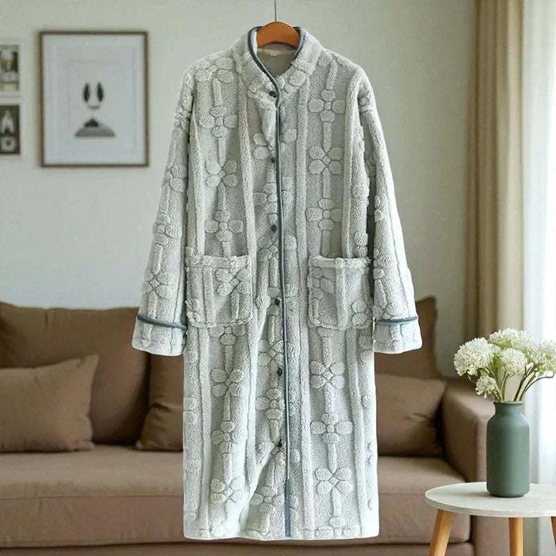 Robe de Chambre Polaire Femme- Boutonné