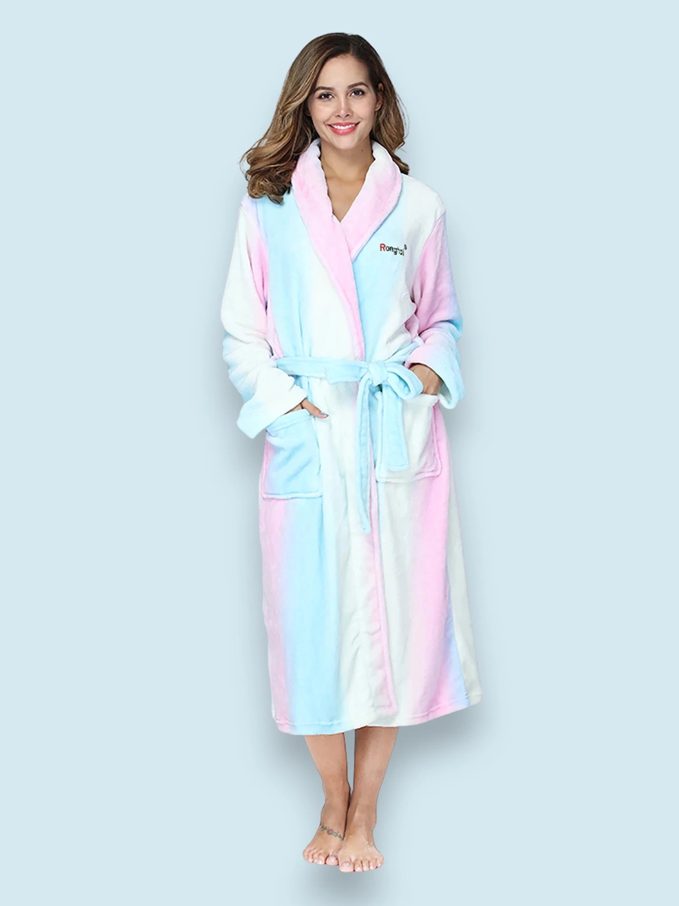 Robe de Chambre Polaire Femme à Capuche - Rainbow