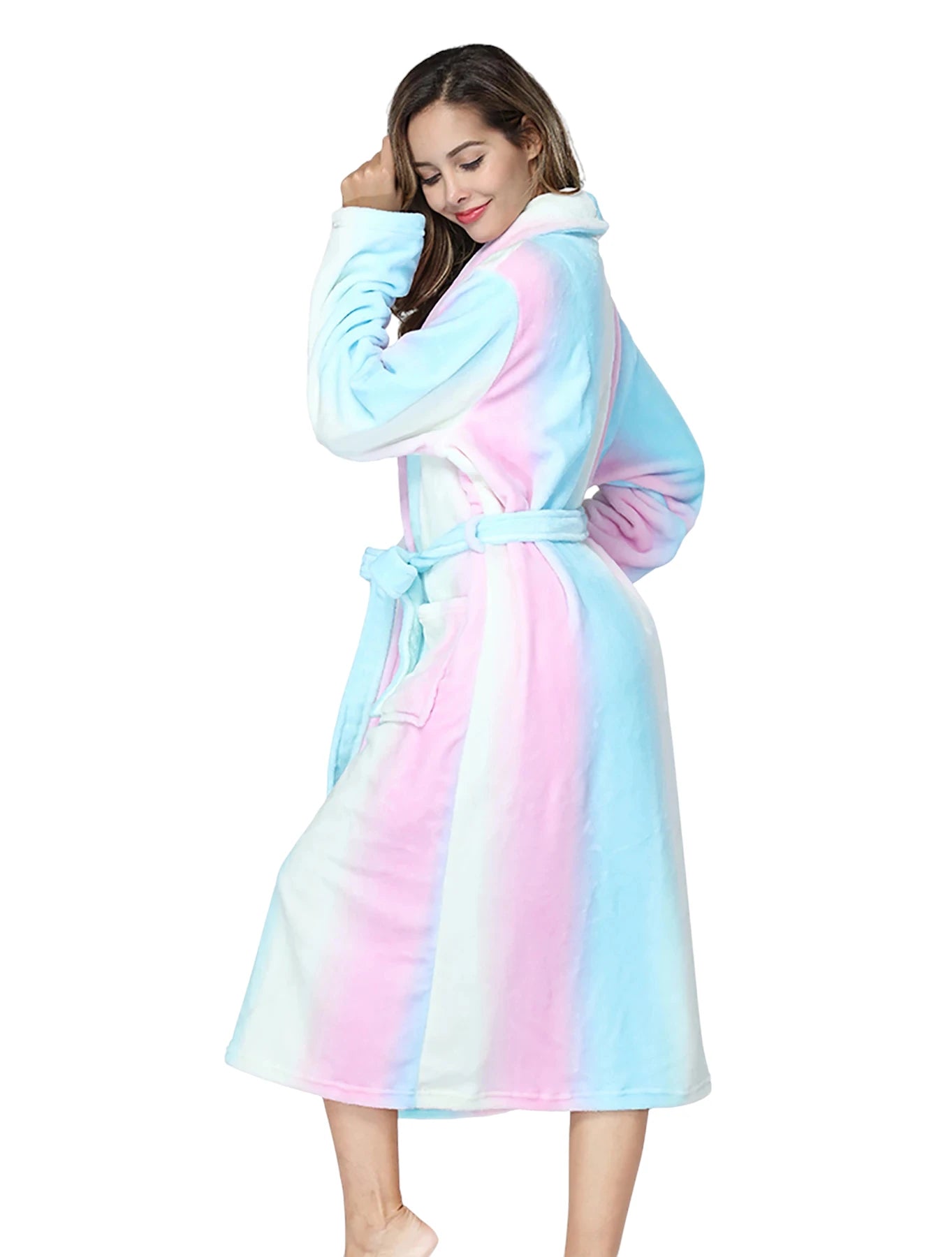 Robe de Chambre Polaire Femme à Capuche - Rainbow
