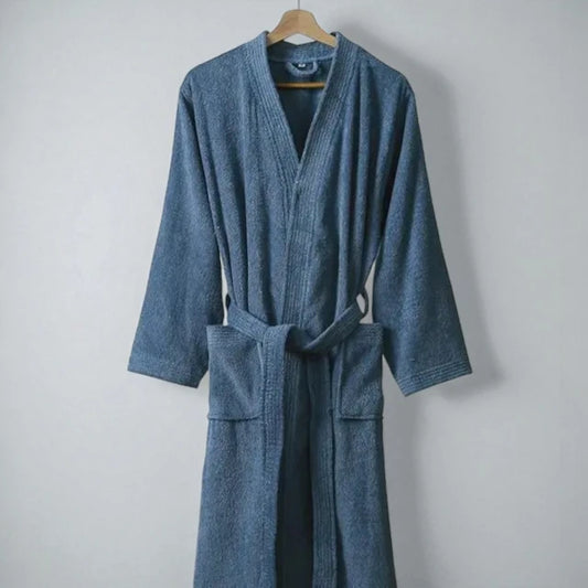 Robe de Chambre 100% Coton Unisexe – Bleu Foncé
