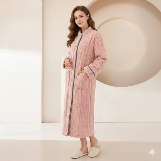 Robe de Chambre Polaire Femme- Boutonné