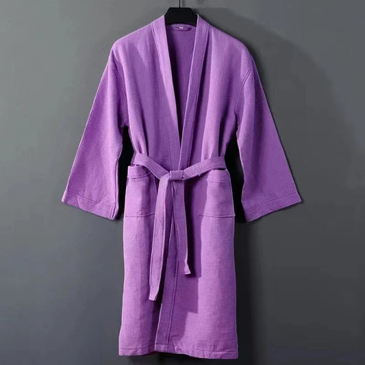 Robe de Chambre Femme 100 % Coton Gaufrée – Violet Moderne