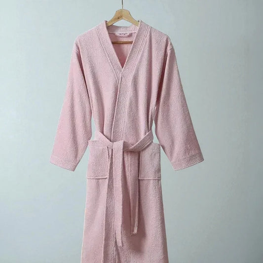 Robe de Chambre Femme 100 % Coton – Rose Poudré