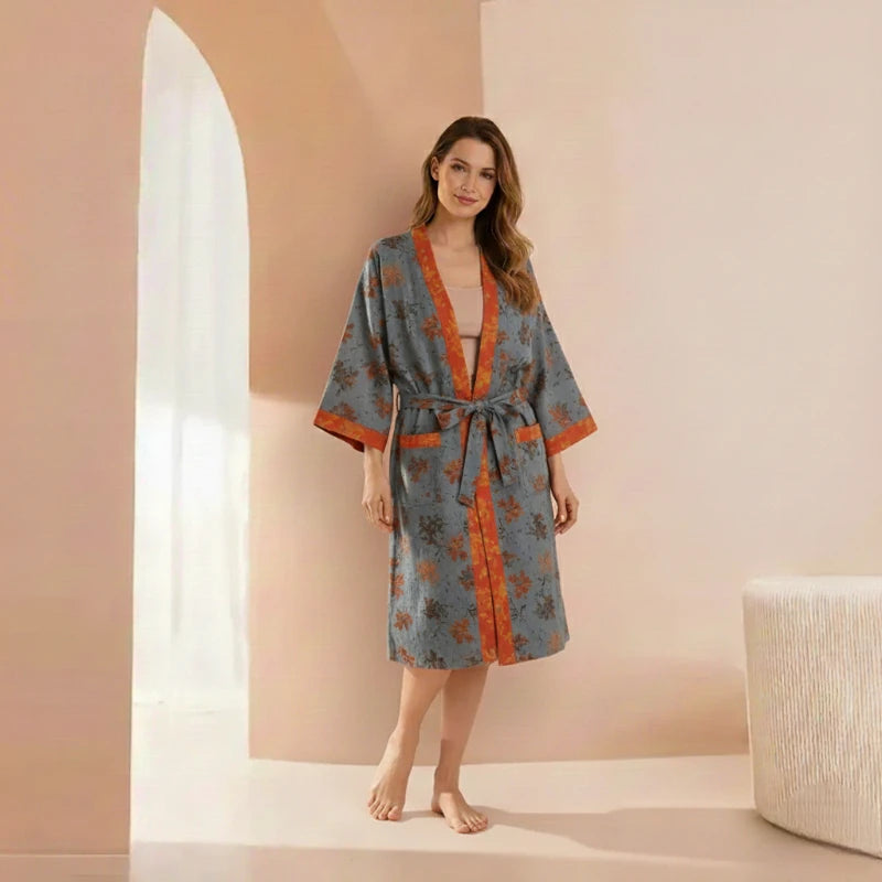 Robe de chambre femme coton – Style Kimono Japonais