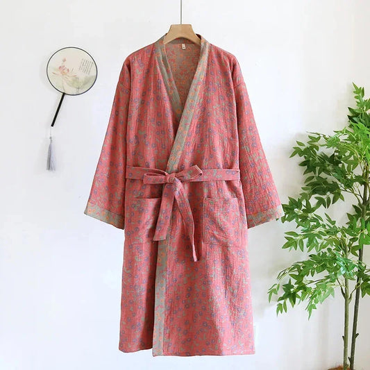 Robe de chambre femme coton – Style Kimono Japonais