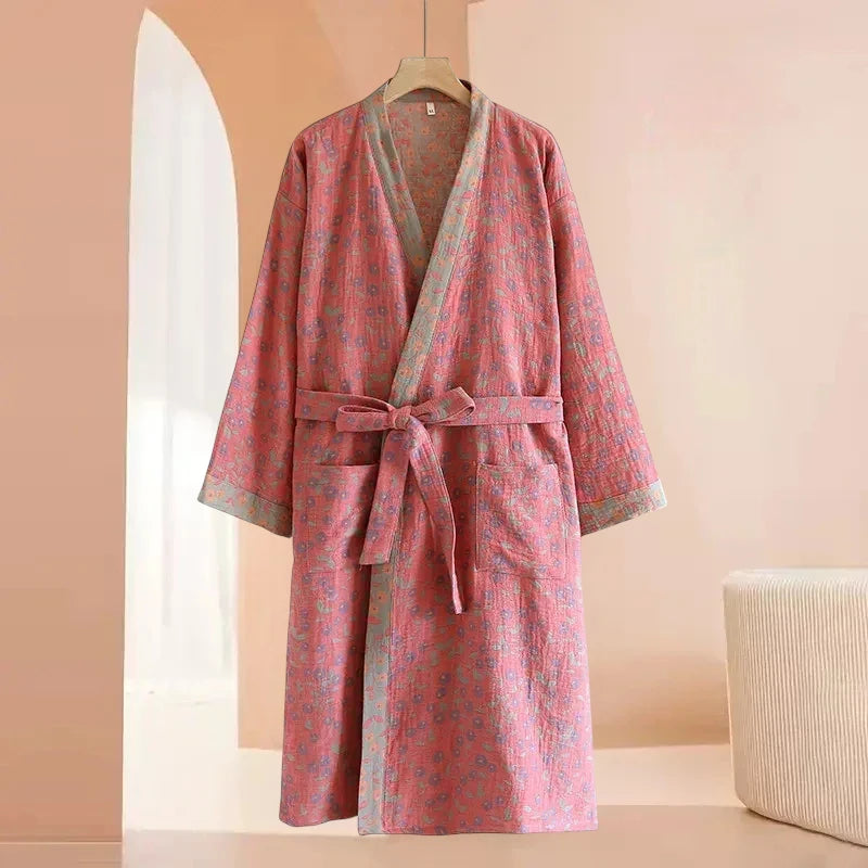 Robe de chambre femme coton – Style Kimono Japonais