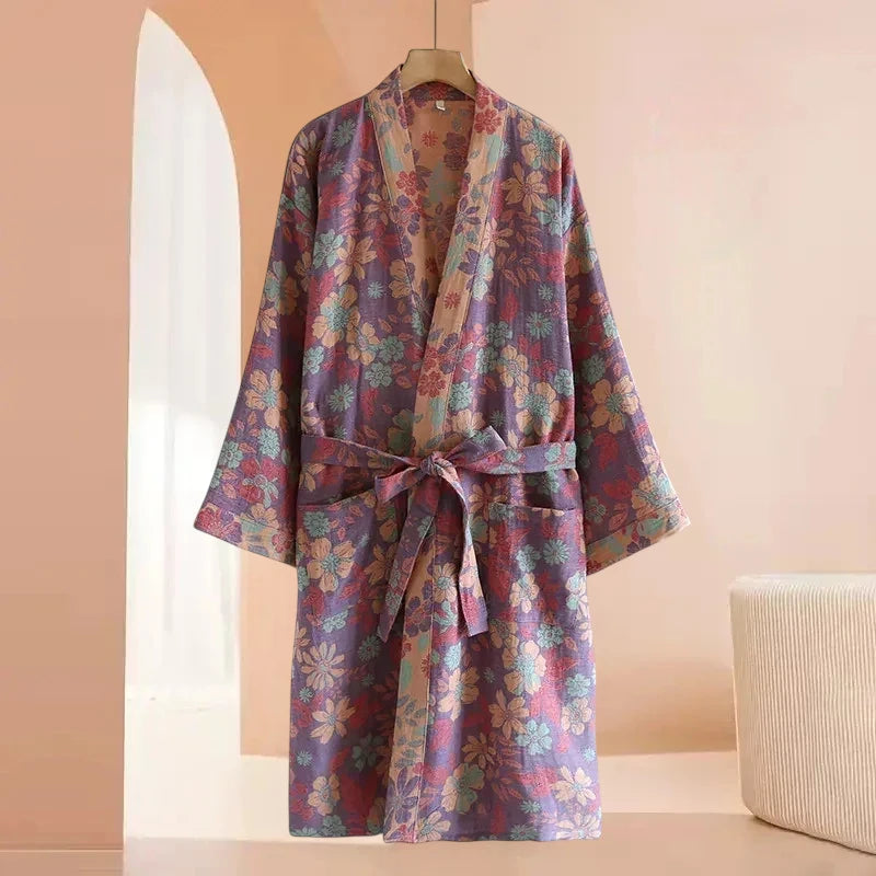 Robe de chambre femme coton – Style Kimono Japonais