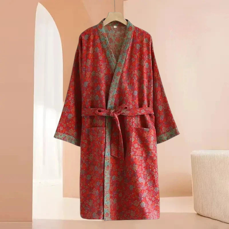 Robe de chambre femme coton – Style Kimono Japonais