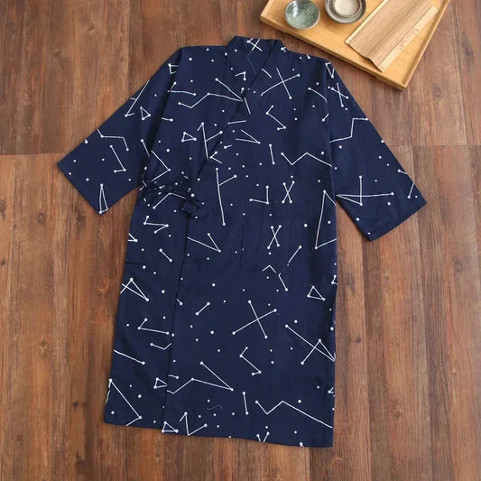 Robe de Chambre Femme Kimono Japonais - 100% Coton - Astral