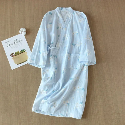 Robe de Chambre Femme Coton - Style Kimono Japonais Nature