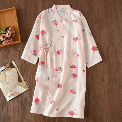 Robe de Chambre Femme Coton - Style Kimono Japonais Nature