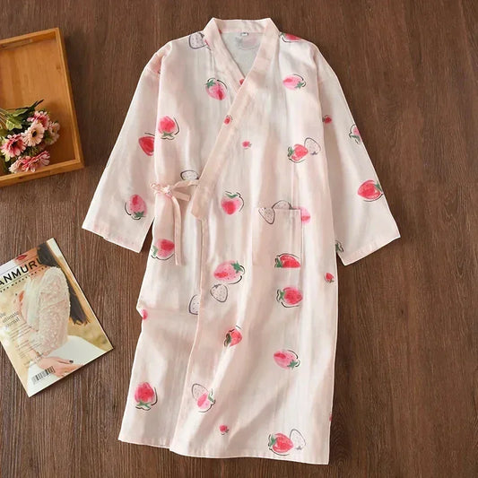 Robe de Chambre Femme Coton - Style Kimono Japonais Nature
