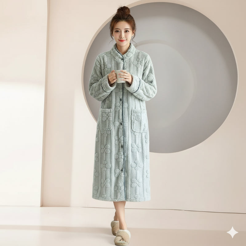 Robe de Chambre Polaire Femme- Boutonné