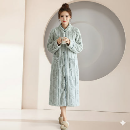 Robe de Chambre Polaire Femme- Boutonné