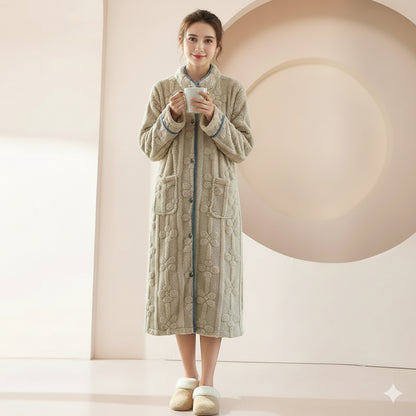 Robe de Chambre Polaire Femme- Boutonné