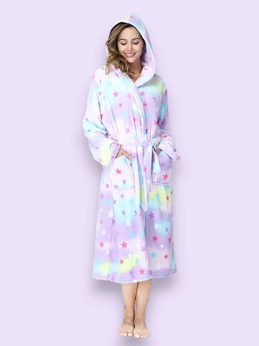 Robe de chambre polaire femme Douceur Étoilée – Avec ou sans capuche