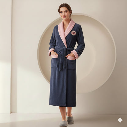 Robe de chambre polaire femme Kimono Longue – Élégance Douce