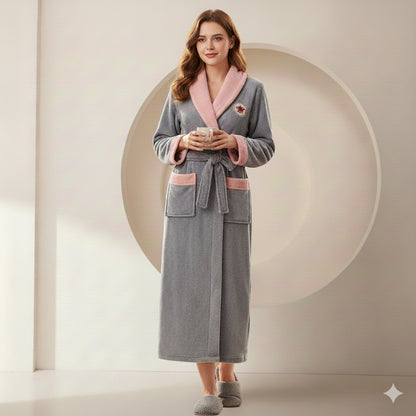 Robe de chambre polaire femme Kimono Longue – Élégance Douce