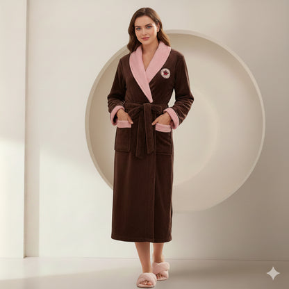 Robe de chambre polaire femme Kimono Longue – Élégance Douce