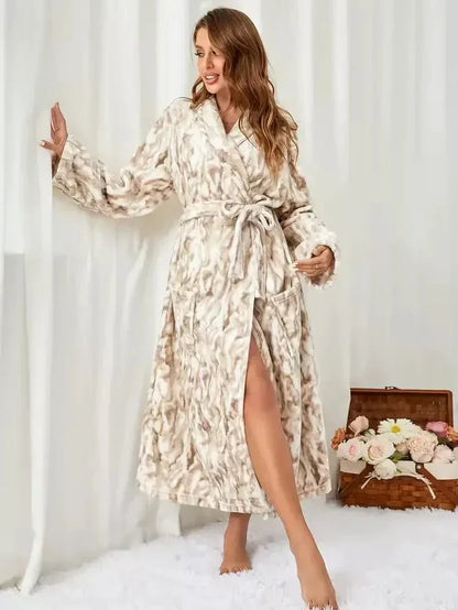 Robe de chambre polaire femme Élégance Marbrée