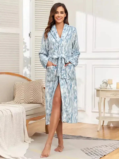 Robe de chambre polaire femme Élégance Marbrée