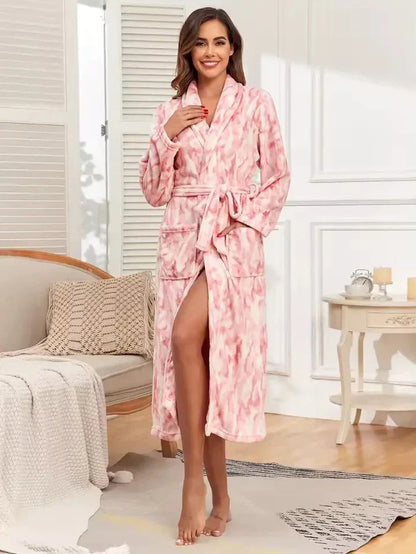 Robe de chambre polaire femme Élégance Marbrée
