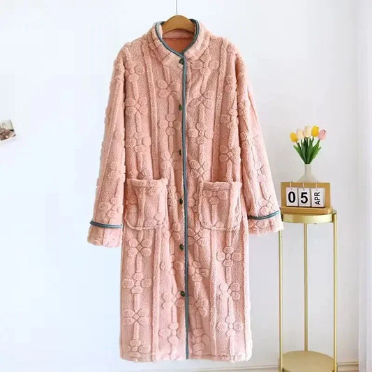 Robe de Chambre Polaire Femme- Boutonné