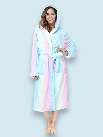 Robe de Chambre Polaire Femme à Capuche - Rainbow