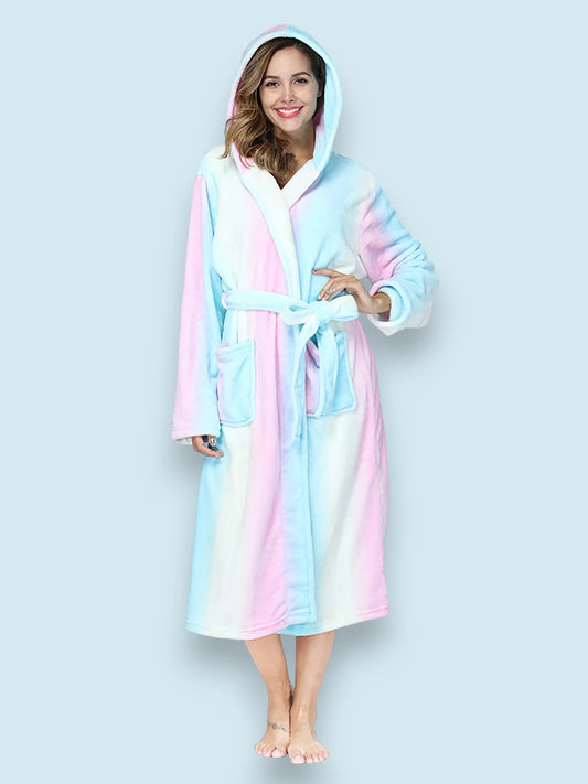 Robe de Chambre Polaire Femme à Capuche - Rainbow