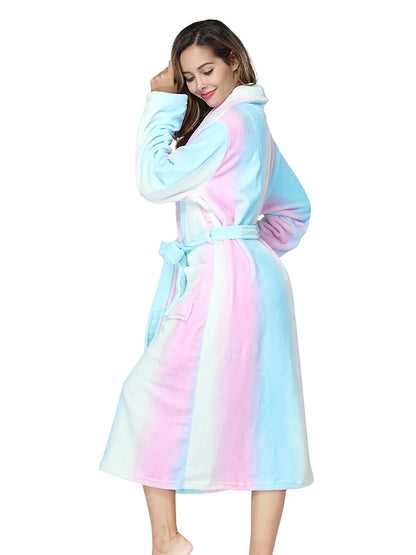 Robe de Chambre Polaire Femme à Capuche - Rainbow